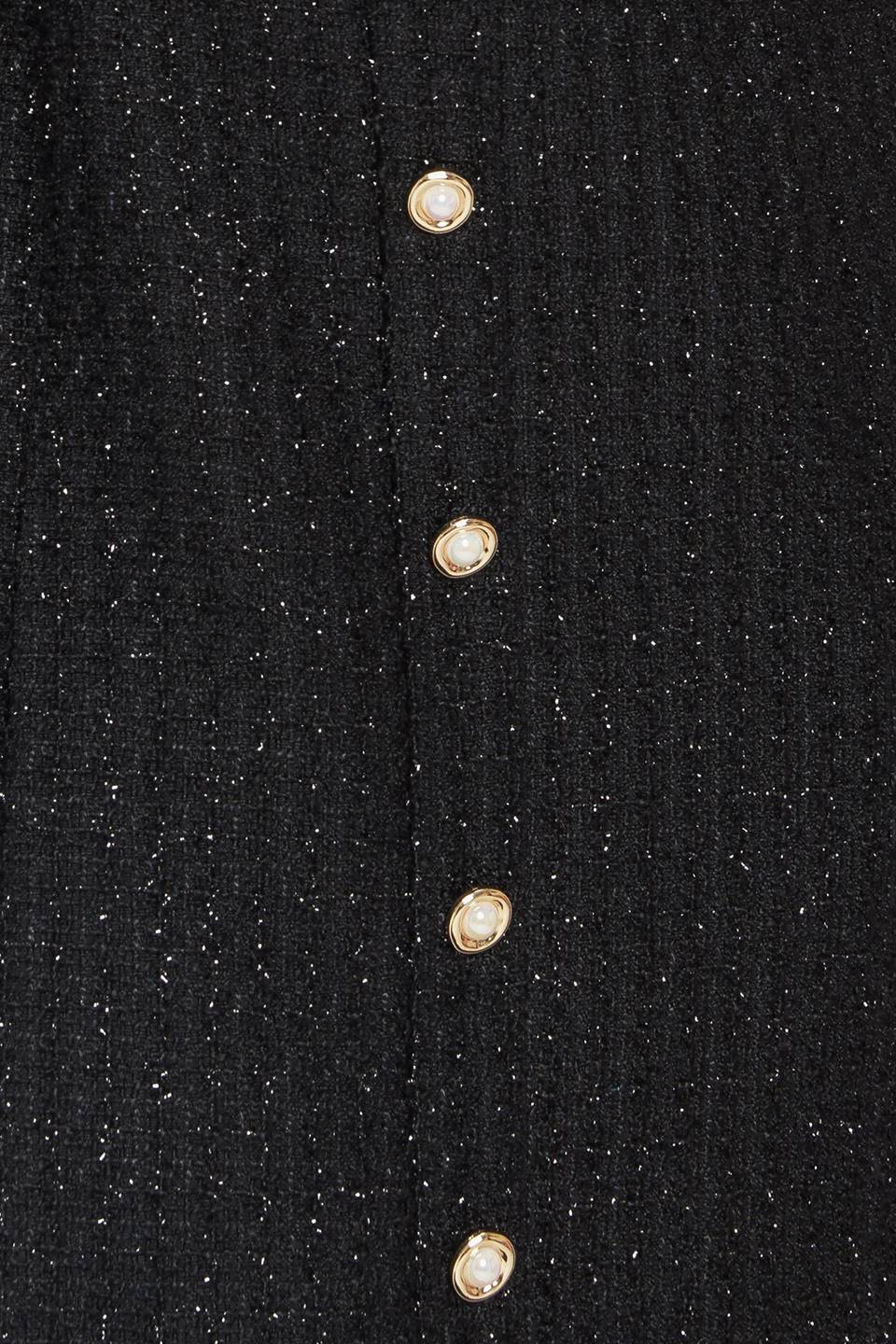 Monaco Hour Tweed Mini Dress With Straps Front Button Down Flying Tomato